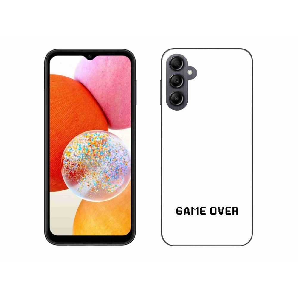Gelový kryt mmCase na Samsung Galaxy A14 4G/5G - game over bílé pozadí