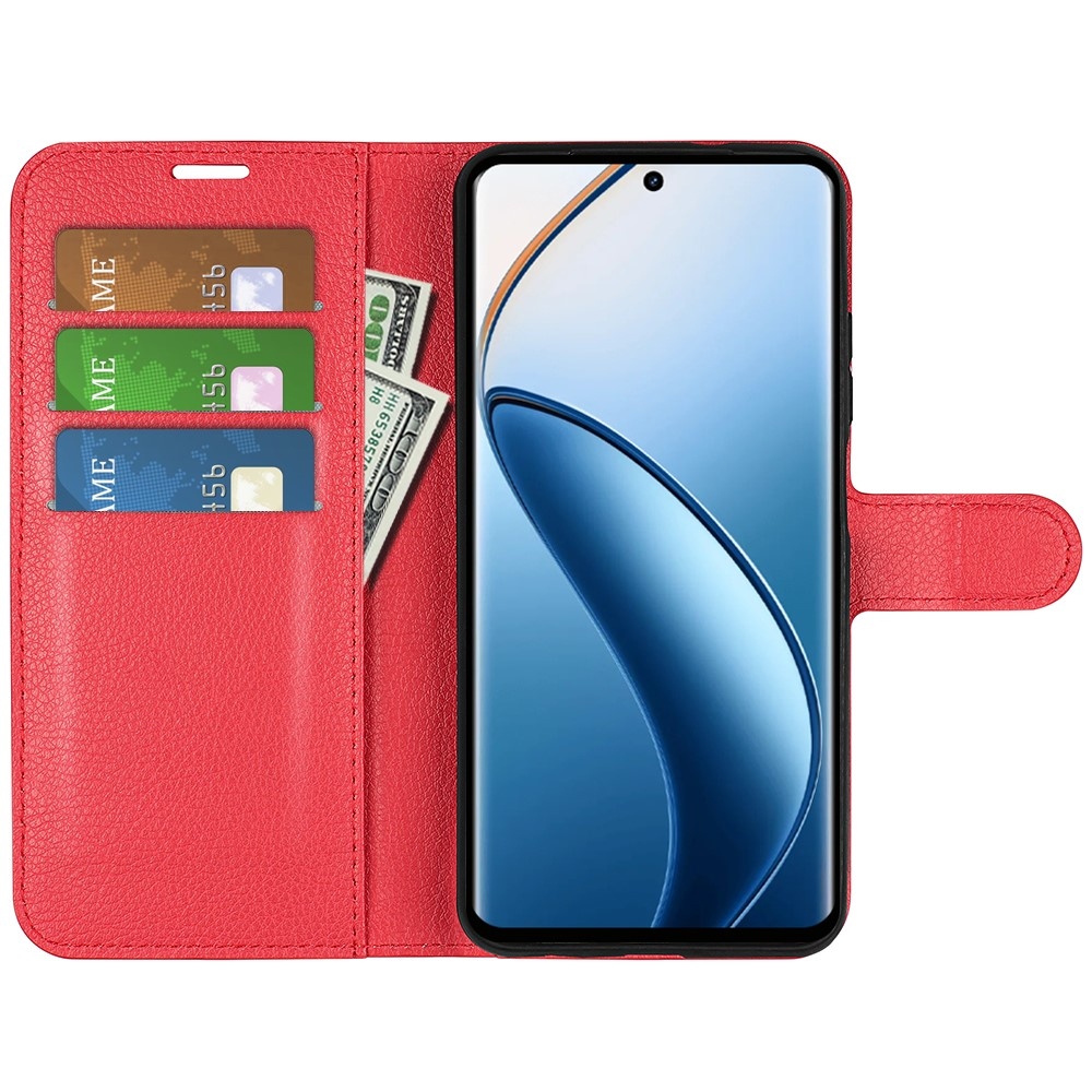 Litchi knížkové pouzdro na Realme 12+ 5G - červené