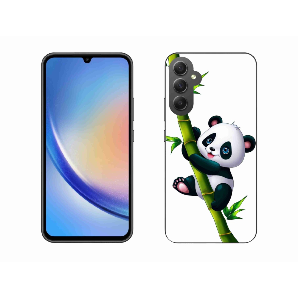 Gelový kryt mmCase na Samsung Galaxy A34 5G - panda na bambusu