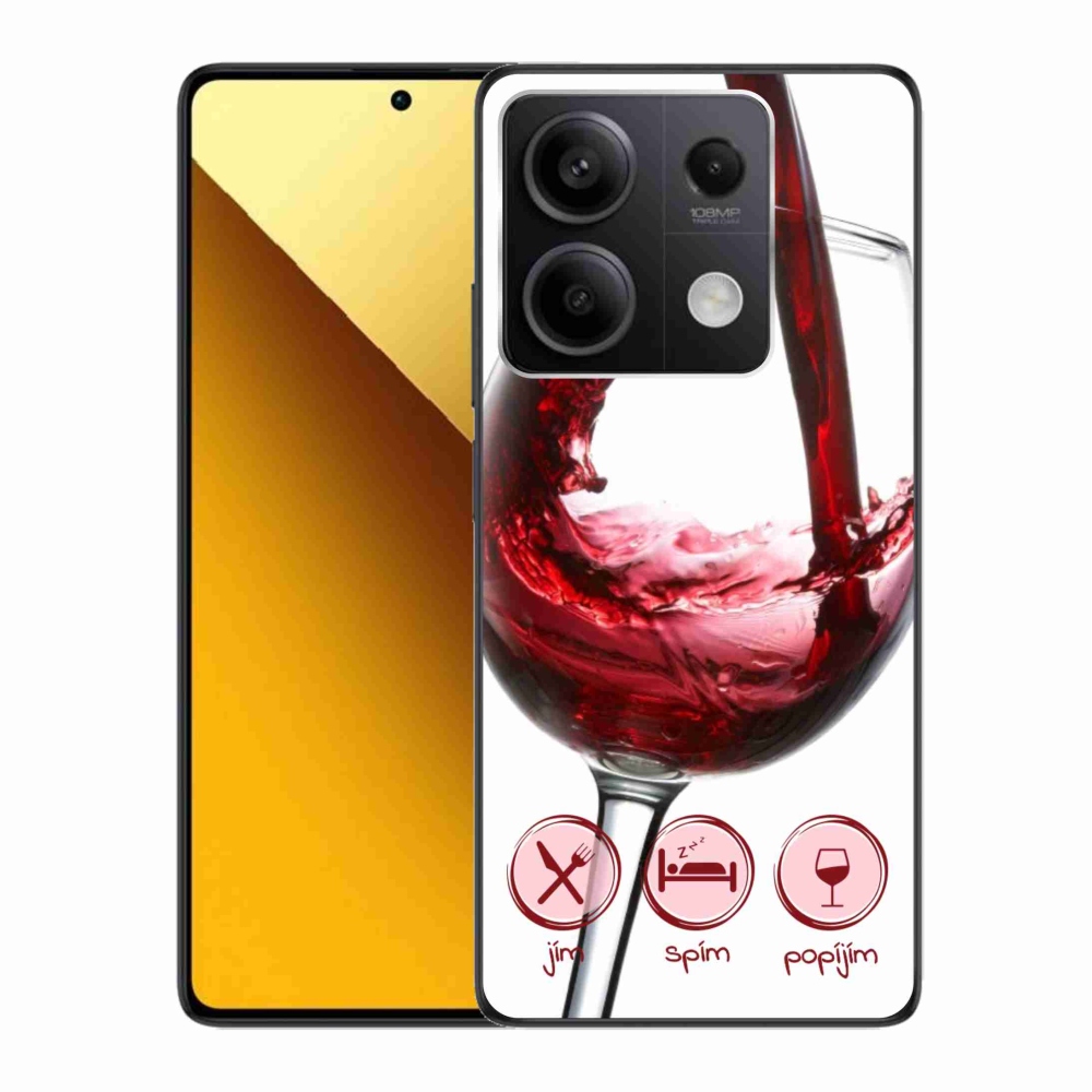 Gelový obal mmCase na Xiaomi Redmi Note 13 5G - sklenička vína červené
