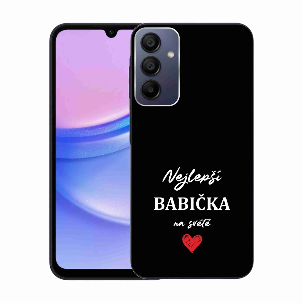 Gelový kryt mmCase na Samsung Galaxy A15 4G/5G - nejlepší babička 1 černé pozadí