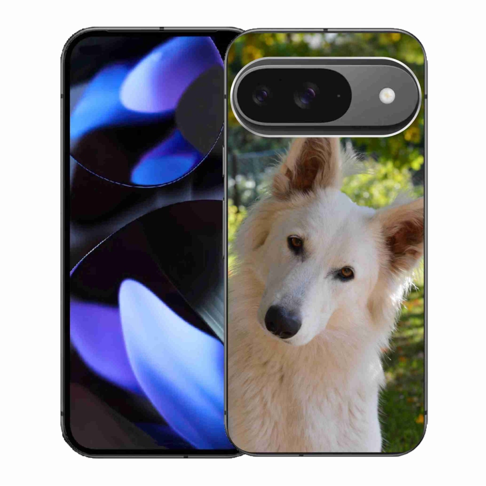 Gelový kryt mmCase na Google Pixel 9/9 Pro - bílý švýcarský ovčák 1