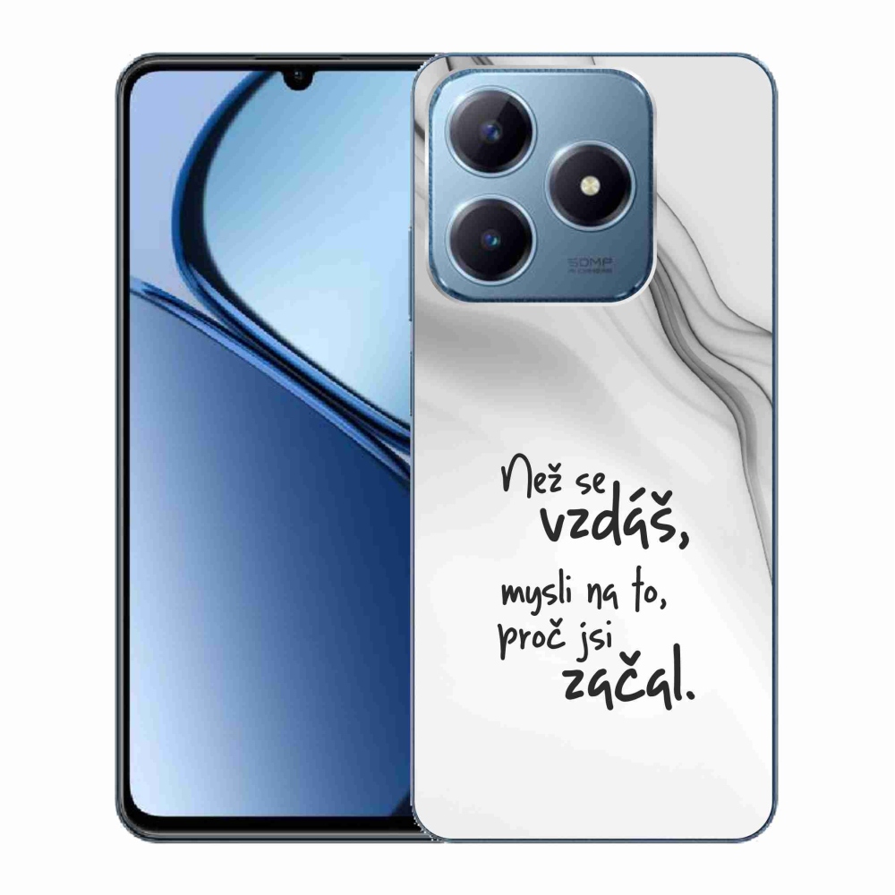Gelový kryt mmCase na Realme C63 - citát 2 bílé pozadí