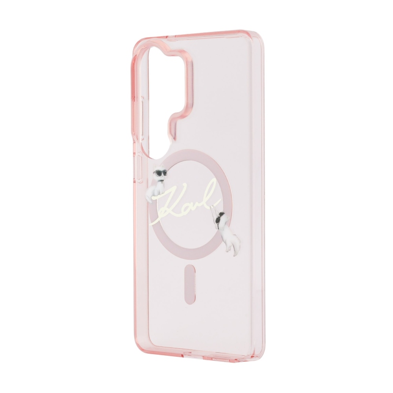 Karl Lagerfeld IML Choupette Karl Script Logo Magnetic Zadní Kryt pro Samsung Galaxy S26 Ultra Pink