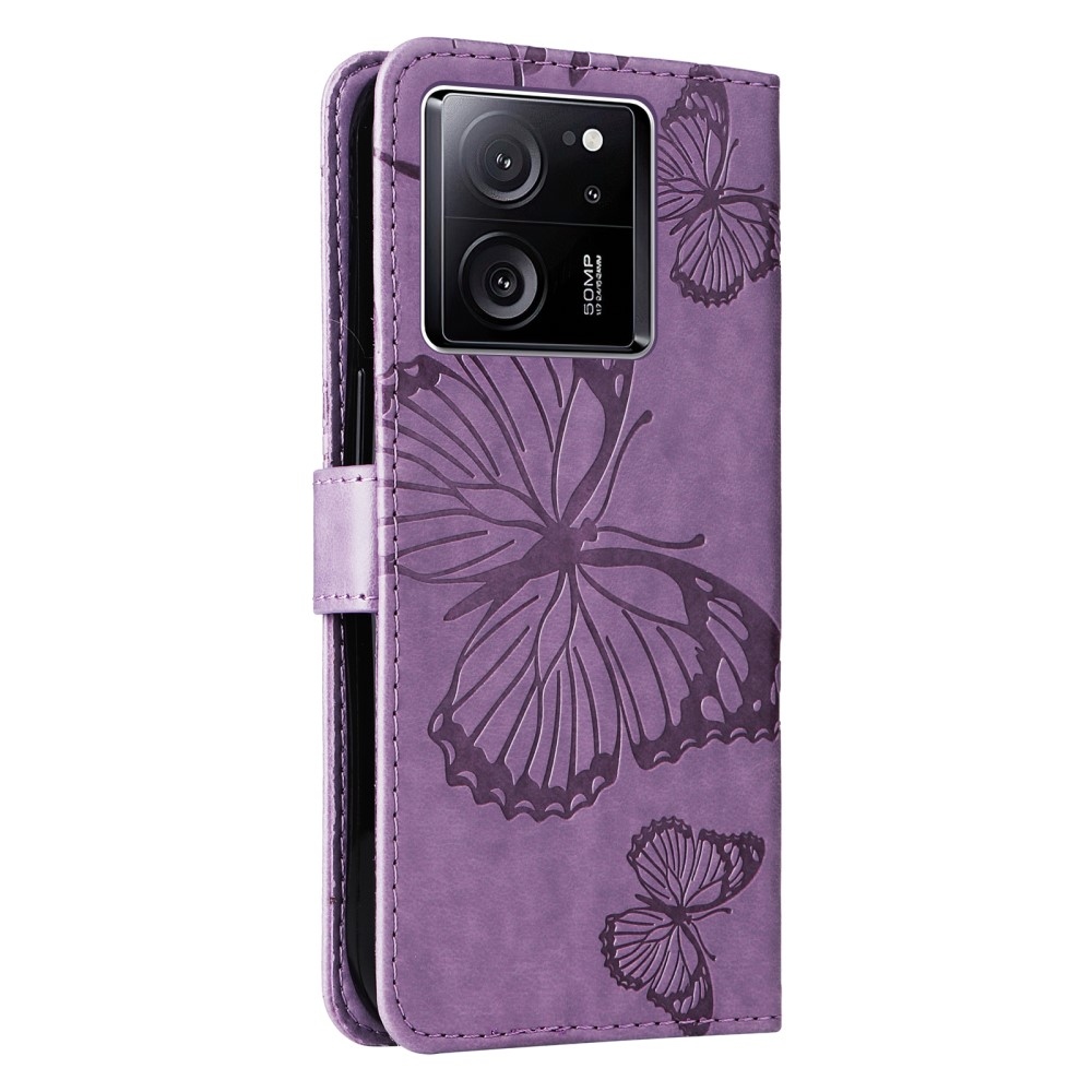 Big butterfly knížkové pouzdro na Xiaomi 13T/13T Pro - fialové