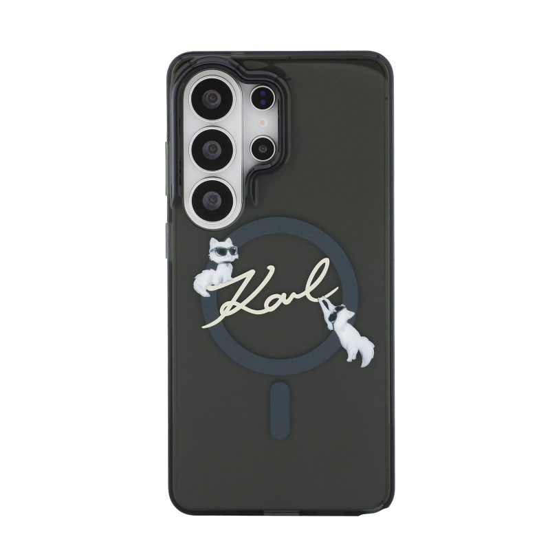 Karl Lagerfeld IML Choupette Karl Script Logo Magnetic Zadní Kryt pro Samsung Galaxy S26 Ultra Black