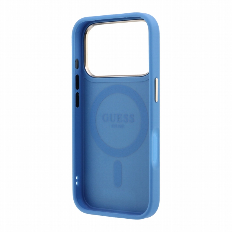 Guess PU 4G Ring Stand MagSafe Zadní Kryt pro iPhone 18 Pro Max Blue