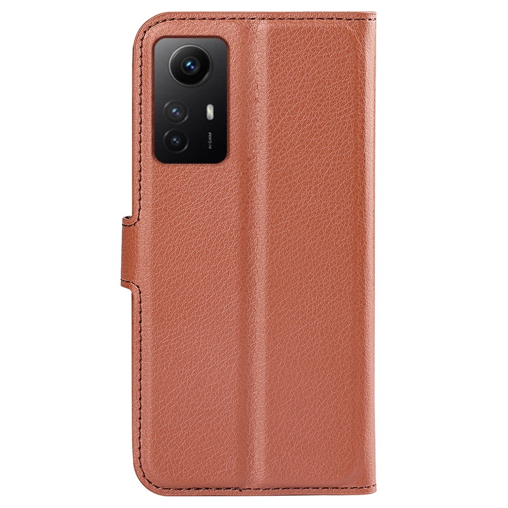 Litchi knížkové pouzdro na Xiaomi Redmi Note 12S - hnědé