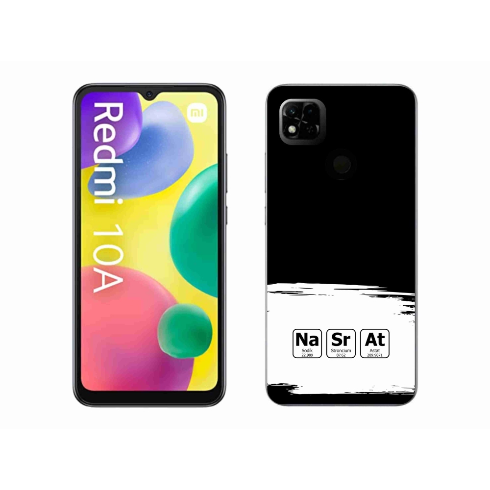 Gelový kryt mmCase na Xiaomi Redmi 10A - chemické prvky bíločerné pozadí
