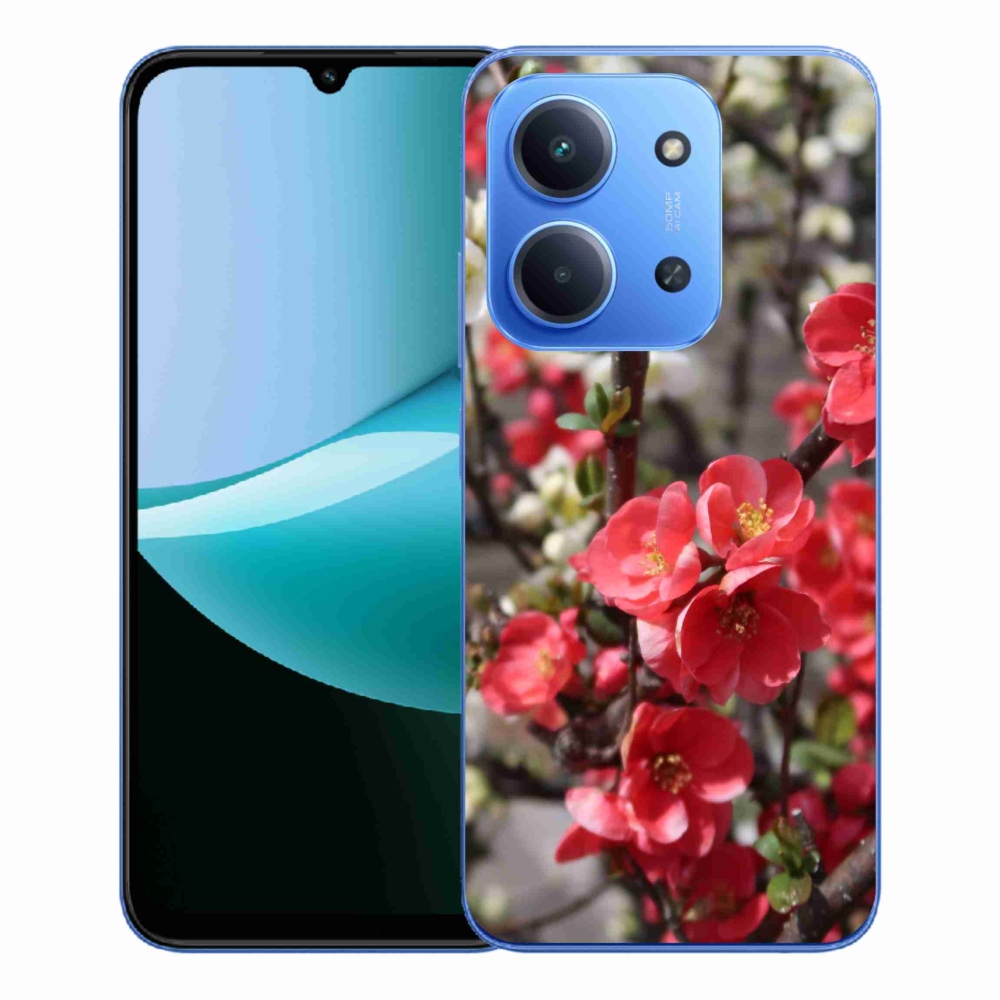 Gelový kryt mmCase na Xiaomi Redmi 15C 4G/5G (173mm) - červené květy