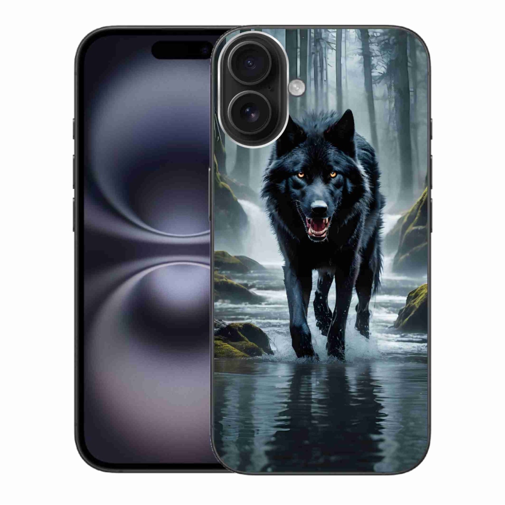 Gelový kryt mmCase na iPhone 16 Plus - černý vlk
