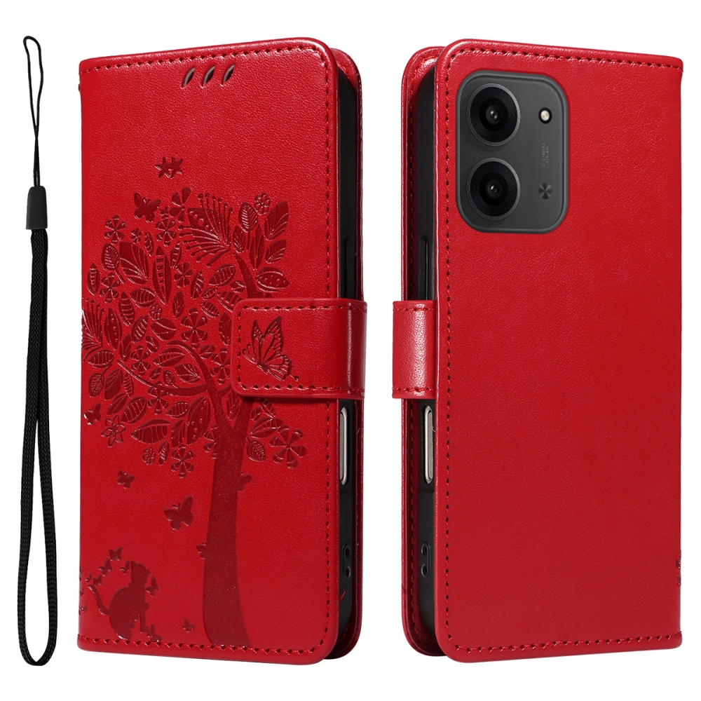 Trees knížkové pouzdro na Xiaomi Redmi 15C 4G/5G (173mm) - červené