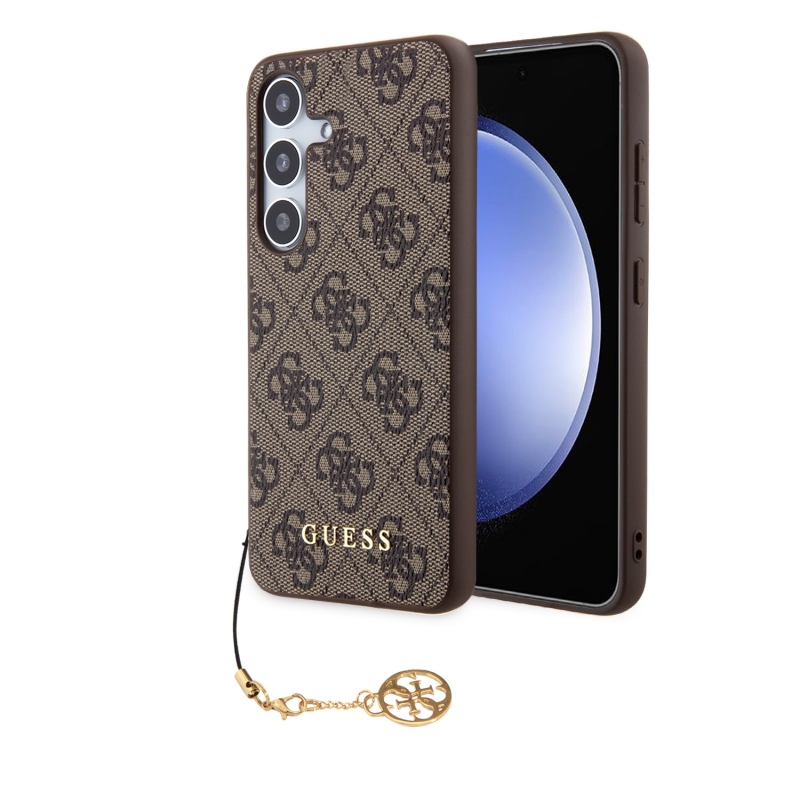 Guess 4G Charm Zadní Kryt pro Samsung Galaxy S24 Brown