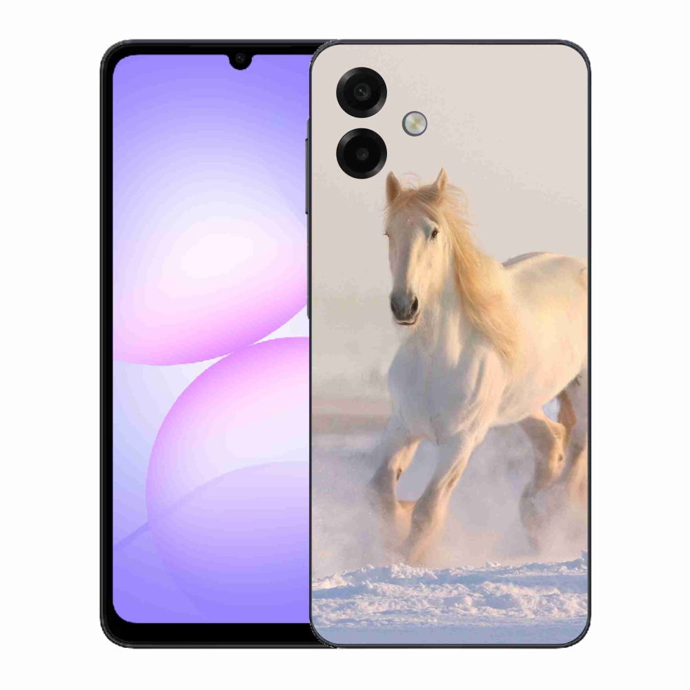 Gelový kryt mmCase na Samsung Galaxy A07 4G - kůň ve sněhu