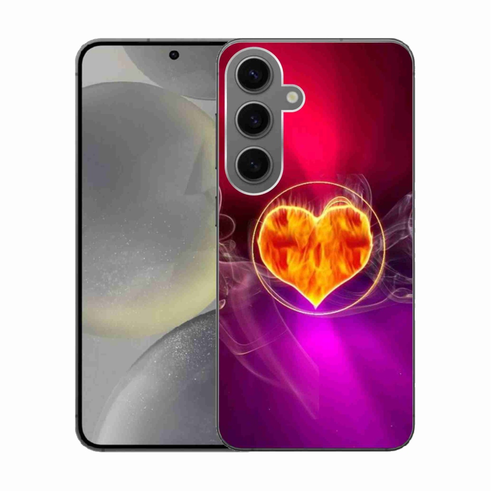 Gelový kryt mmCase na Samsung Galaxy S24 - ohnivé srdce