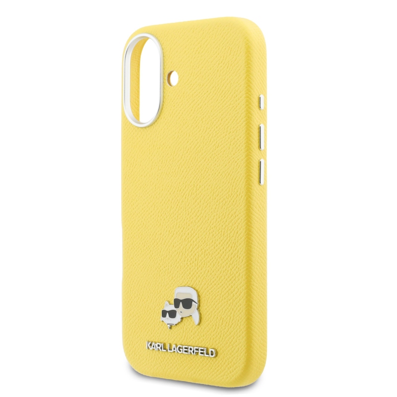 Karl Lagerfeld PU Karl and Choupette Heads Pins MagSafe Zadní Kryt pro iPhone 17 Yellow