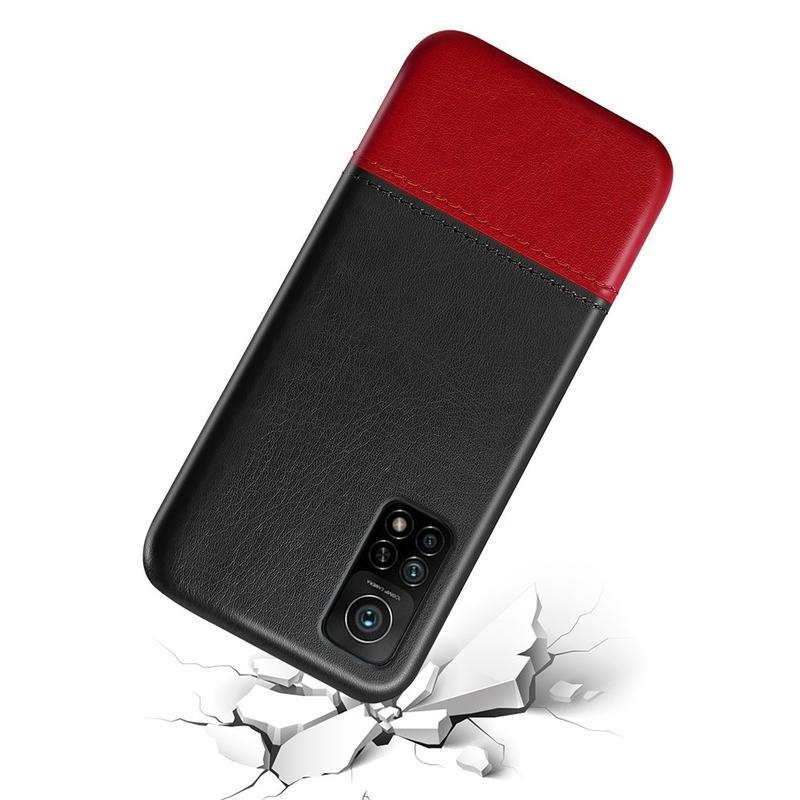 KSQ plastový kryt potažený PU kůží pro mobil Xiaomi Mi 10T Pro 5G  - černý/červený