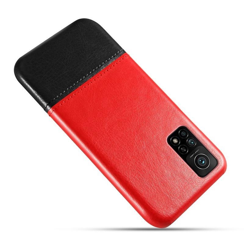 KSQ plastový kryt potažený PU kůží pro mobil Xiaomi Mi 10T Pro 5G  - červený/černý