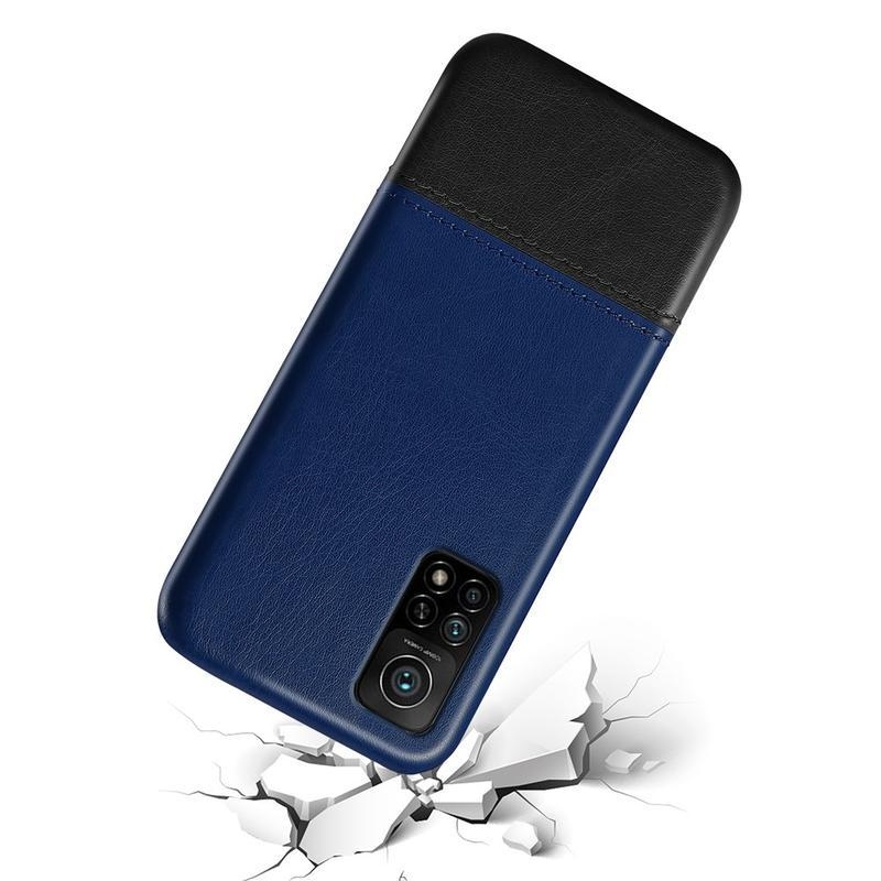 KSQ plastový kryt potažený PU kůží pro mobil Xiaomi Mi 10T Pro 5G  - modrý/černý