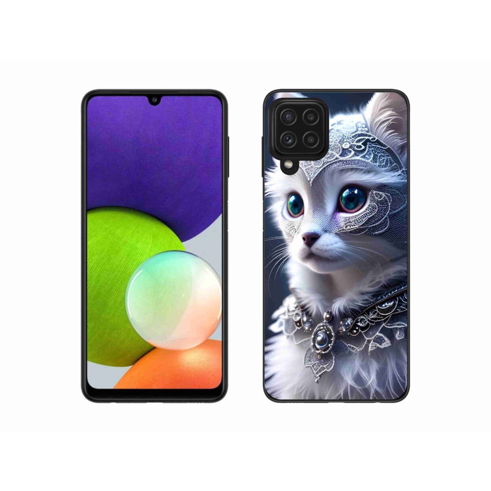 Gelový kryt mmCase na Samsung Galaxy A22 4G - bílá kočka