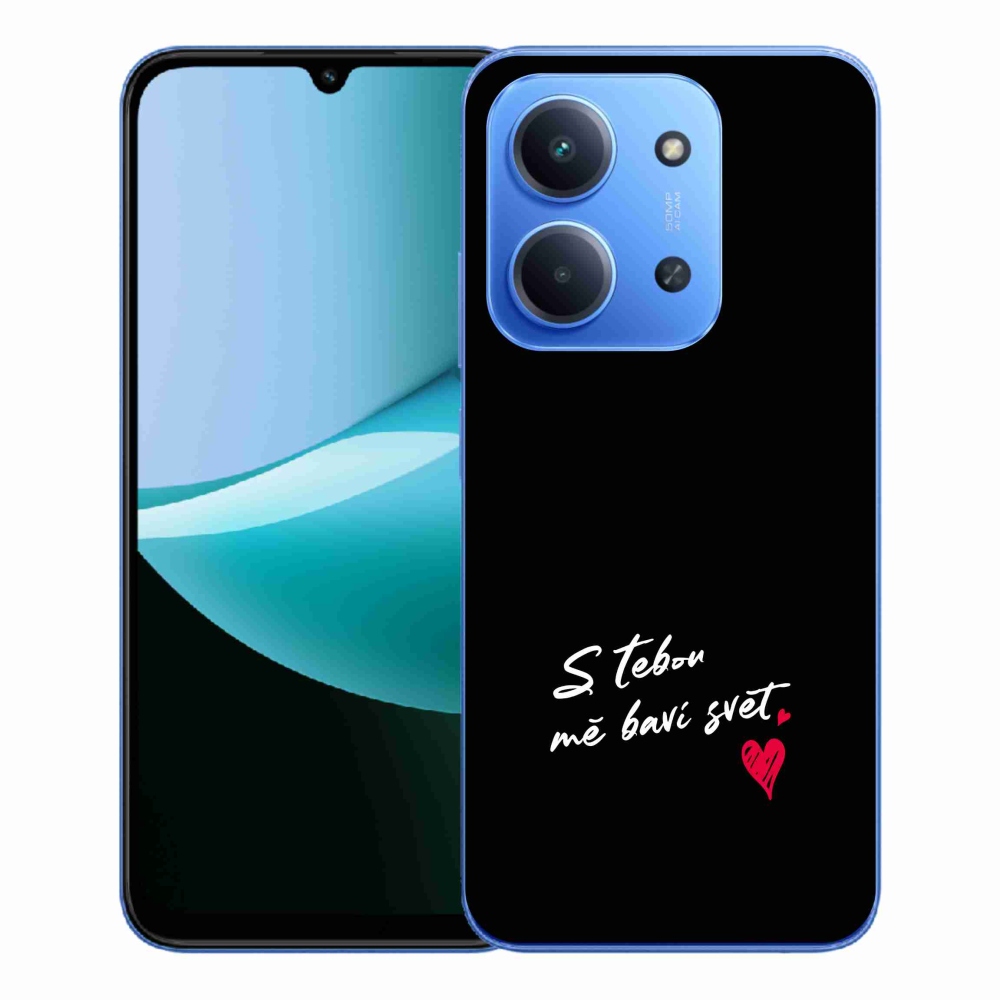 Gelový kryt mmCase na Xiaomi Redmi 15C 4G/5G (173mm) - zamilovaný text 1 černé pozadí