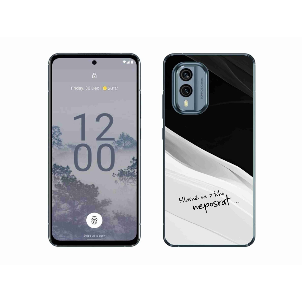 Gelový kryt mmCase na Nokia X30 5G - vtipný text 13 bíločerné pozadí