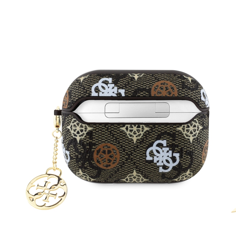 Guess PU 4G Peony Charm Pouzdro pro AirPods 3 Brown