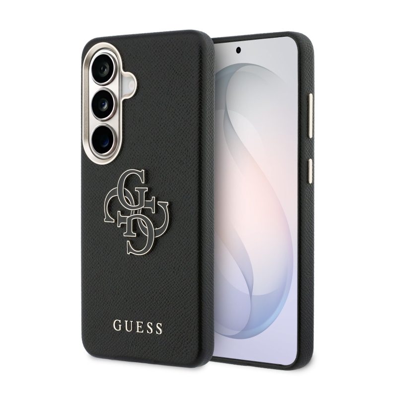 Guess PU 4G Resin Metal Logo Zadní Kryt pro Samsung Galaxy S26 Black