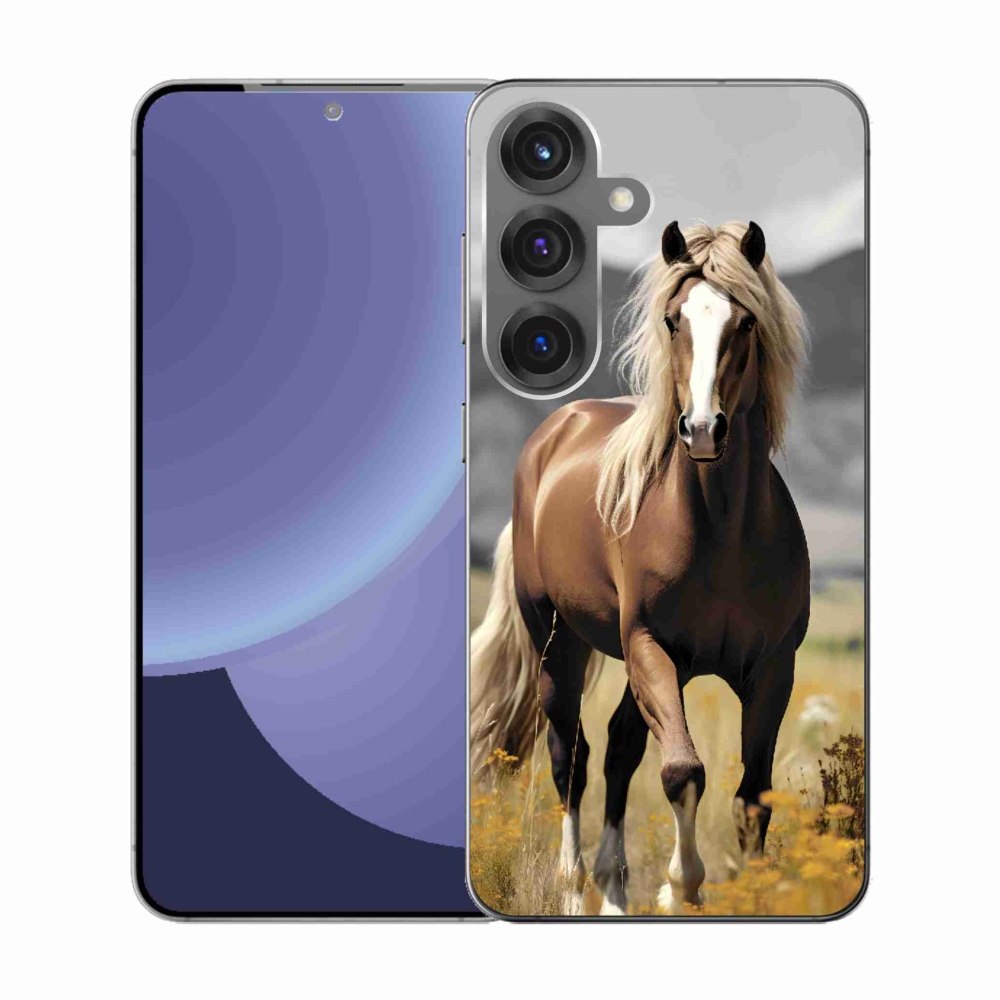 Gelový kryt mmCase na Samsung Galaxy S25 - hnědý kůň 1