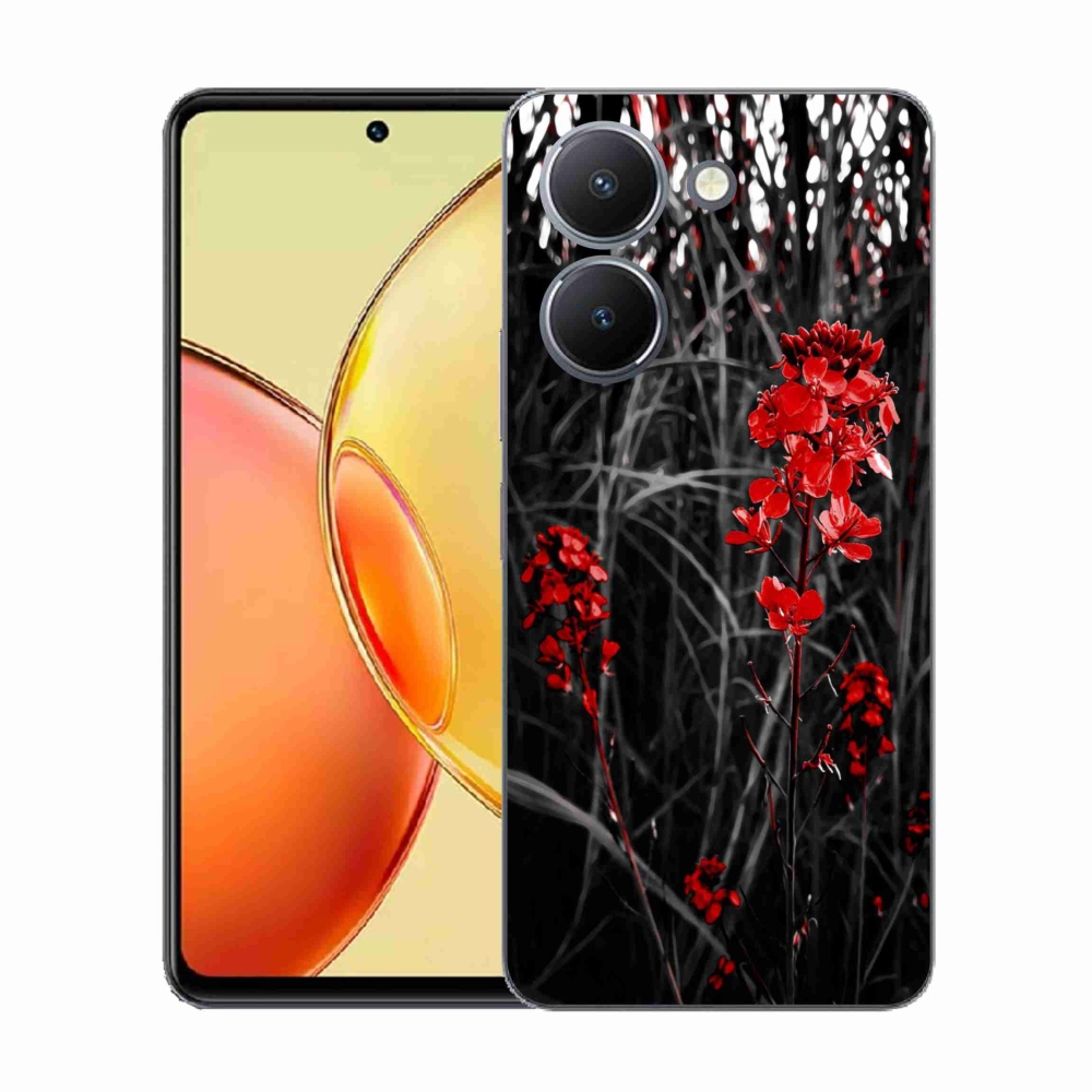 Gelový kryt mmCase na Vivo Y36 - červená rostlina