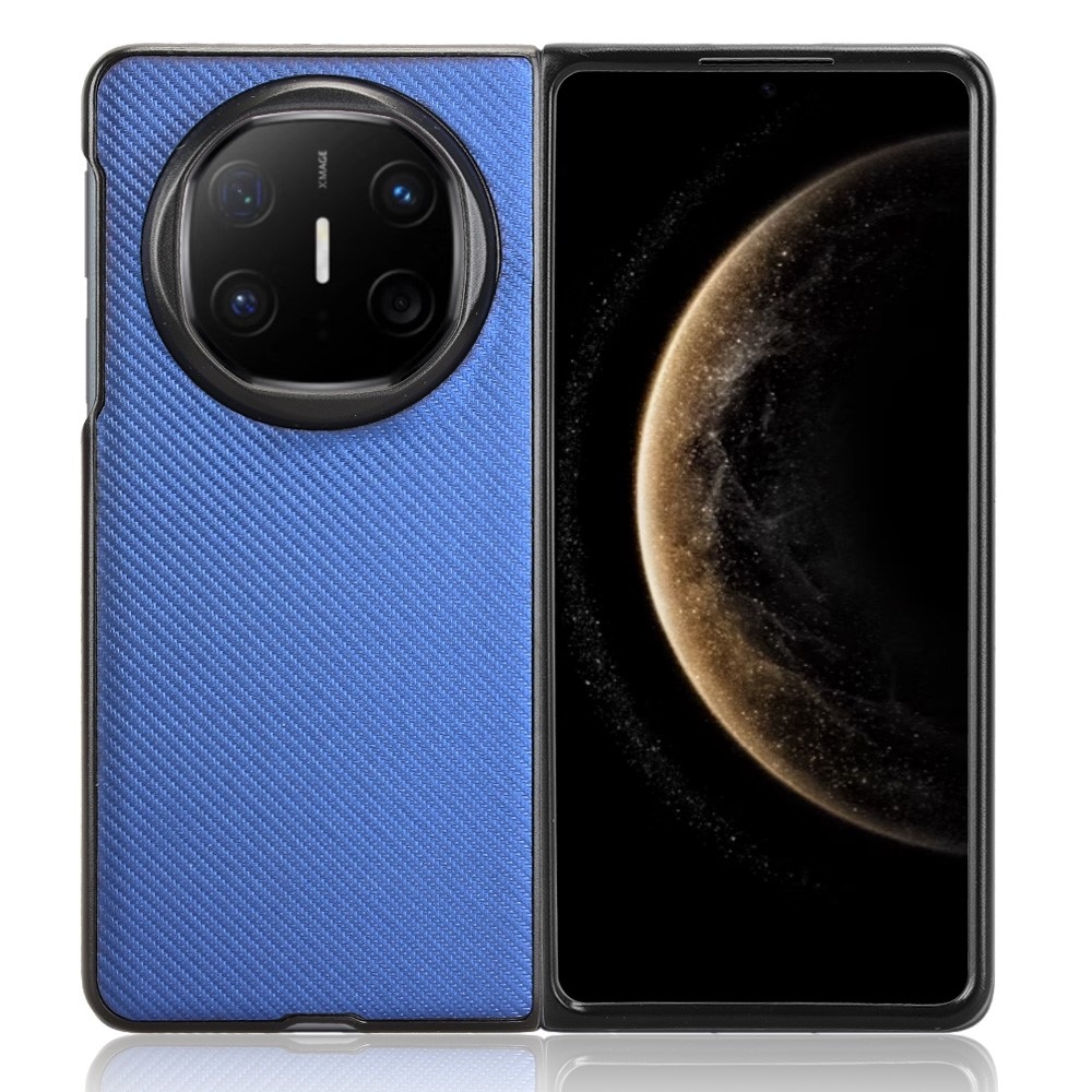 Textury plastový kryt s umělou kůží na Huawei Mate X6 - modrý