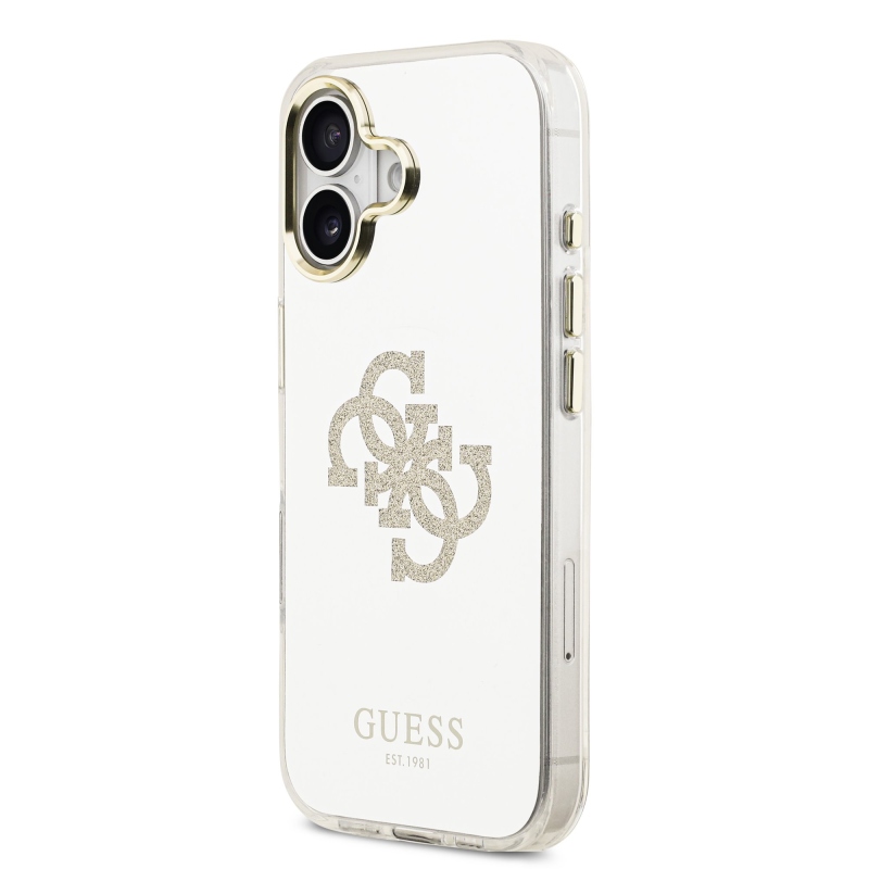Guess PC/TPU Mirror 4G Glitter Logo MagSafe Zadní Kryt pro iPhone 17 Gold