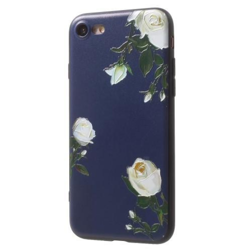 Kvetoucí gelový obal na iPhone 7 a iPhone 8 - bílé kvítky