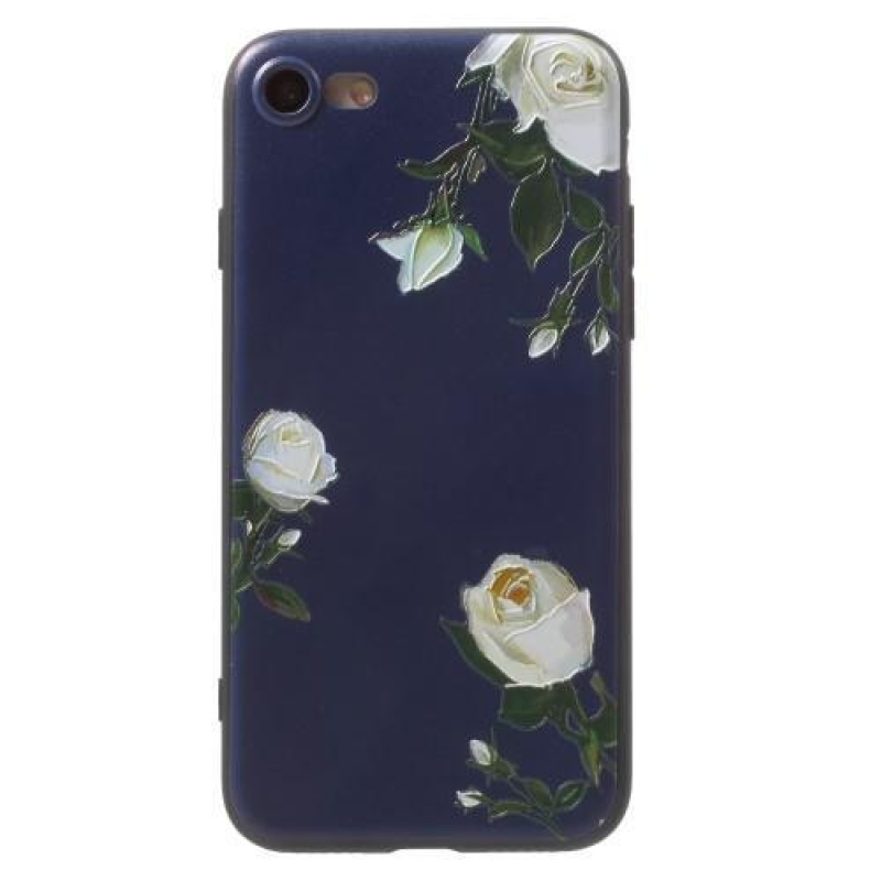 Kvetoucí gelový obal na iPhone 7 a iPhone 8 - bílé kvítky