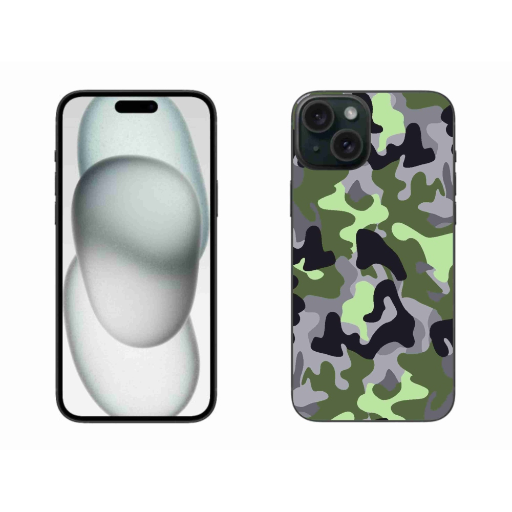 Gelový kryt mmCase na iPhone 15 Plus - maskáčový vzor 7