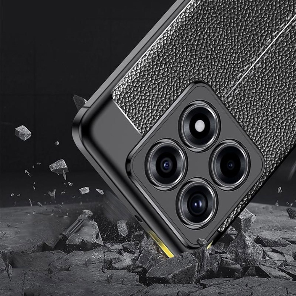 Litchi odolný gelový obal na Xiaomi 14T - černý