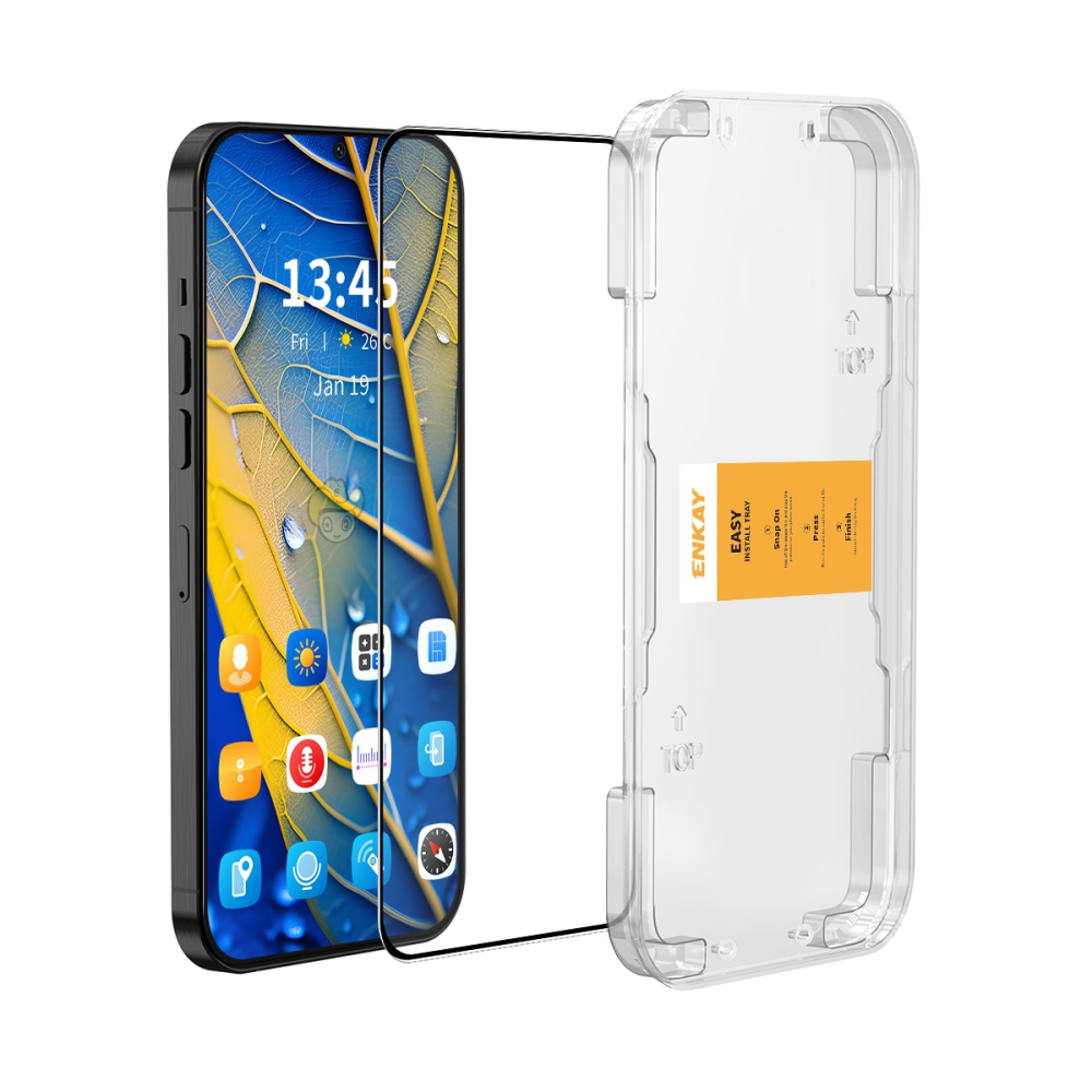 ENK 9H celoplošné tvrzené sklo na Xiaomi Poco F7 5G s aplikačním rámečkem
