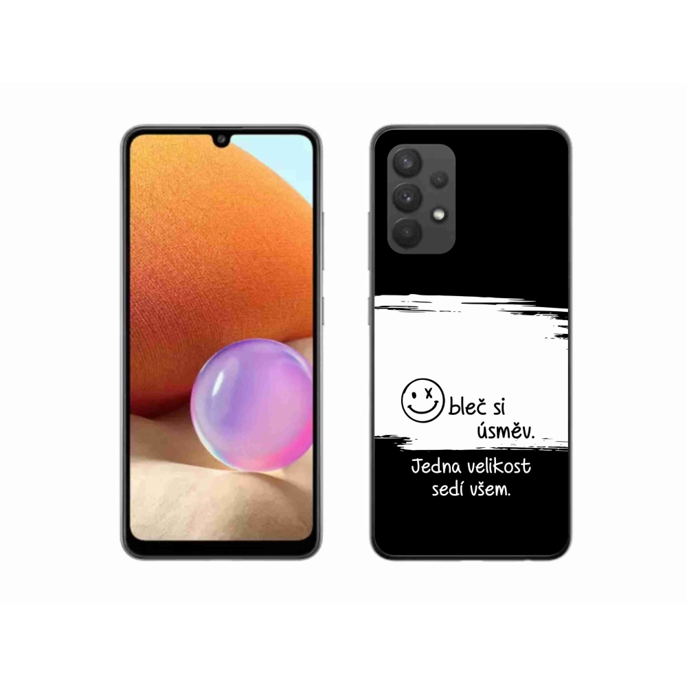 Gelový kryt mmCase na Samsung Galaxy A32 4G - vtipný text 8 bíločerné pozadí