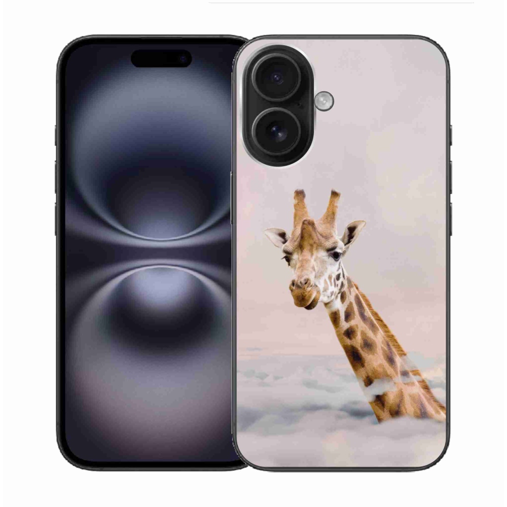 Gelový kryt mmCase na iPhone 16 - žirafa v oblacích
