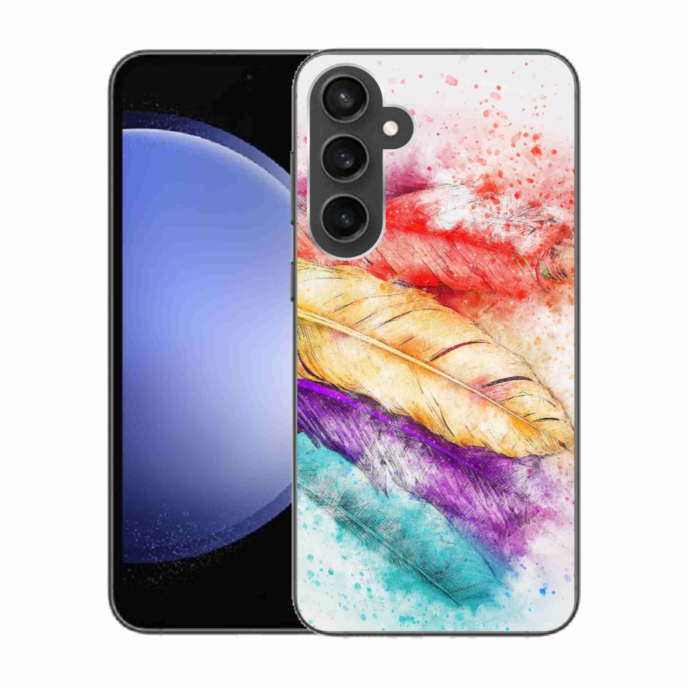 Gelový kryt mmCase na Samsung Galaxy S23 FE - barevné peří