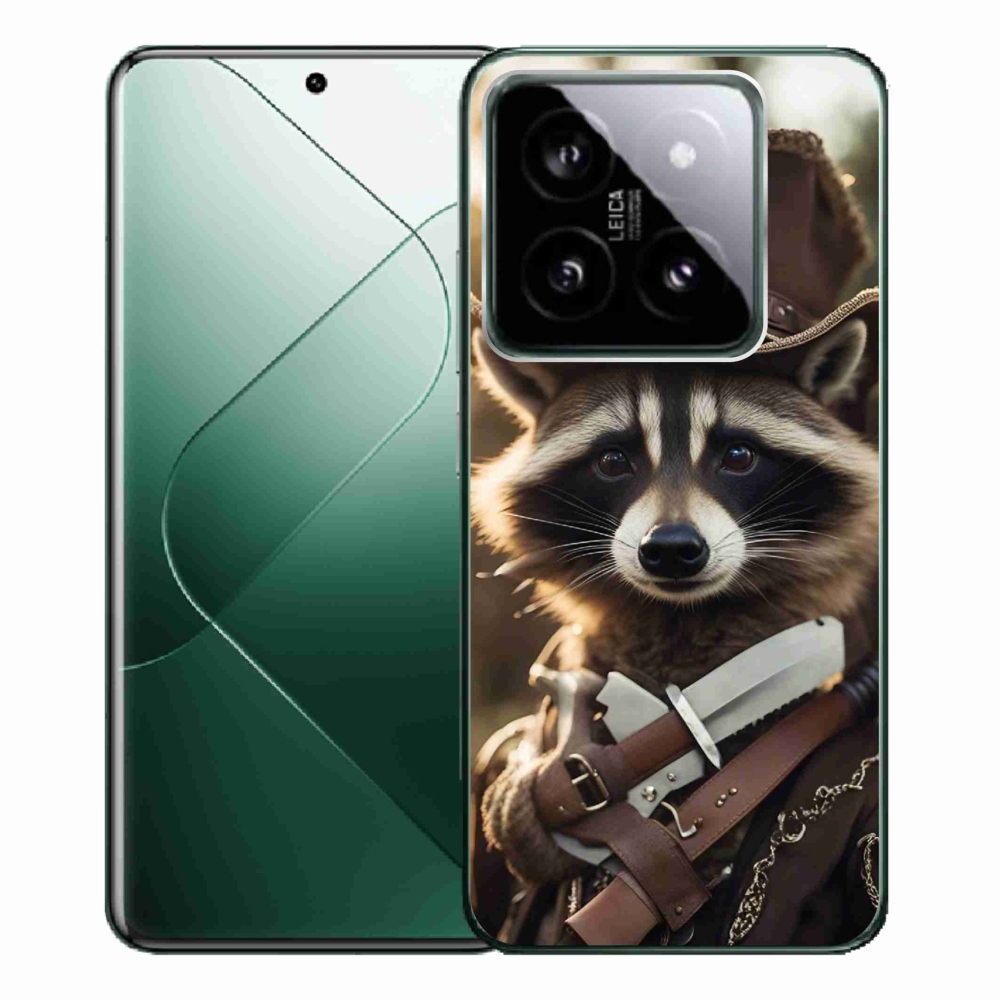 Gelový kryt mmCase na Xiaomi 14 Pro - mýval v uniformě