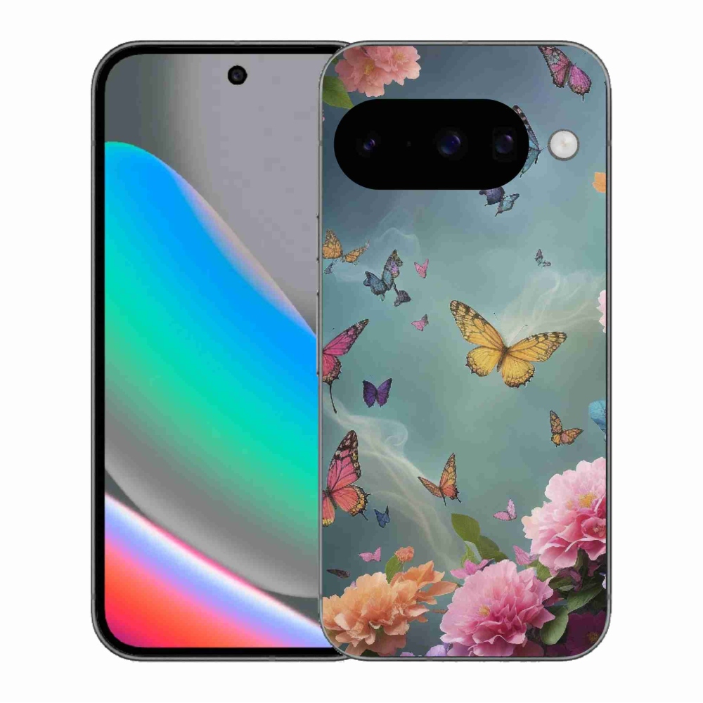 Gelový kryt mmCase na Google Pixel 10 - barevné květy a motýli