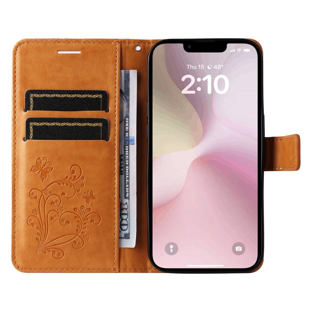 Big Butterfly knížkové pouzdro na iPhone 16e - žluté