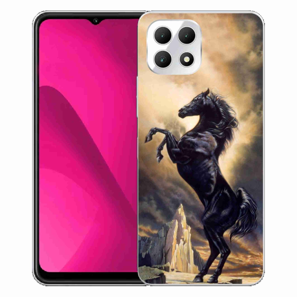 Gelový kryt mmCase na T-Mobile T Phone 2 - černý kreslený kůň