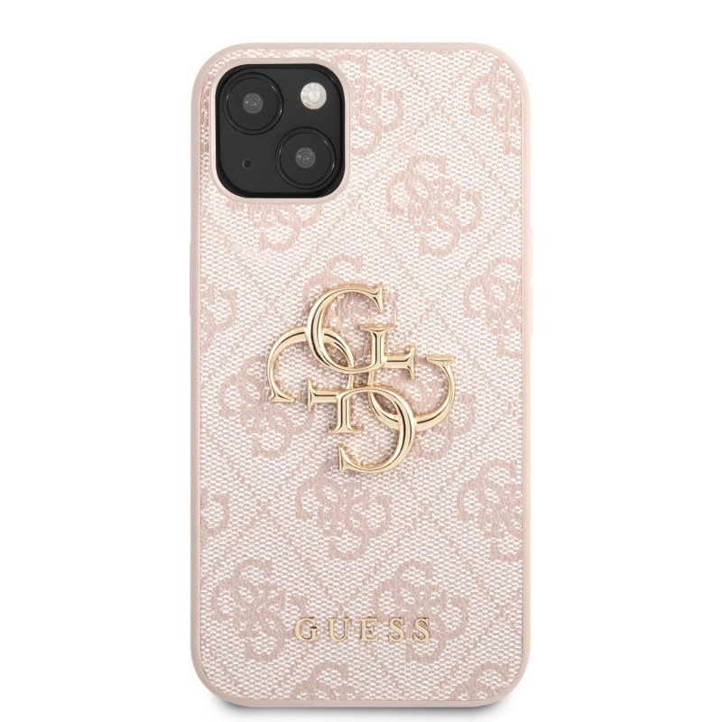 Guess PU 4G Metal Logo Zadní Kryt pro iPhone 13 Pink
