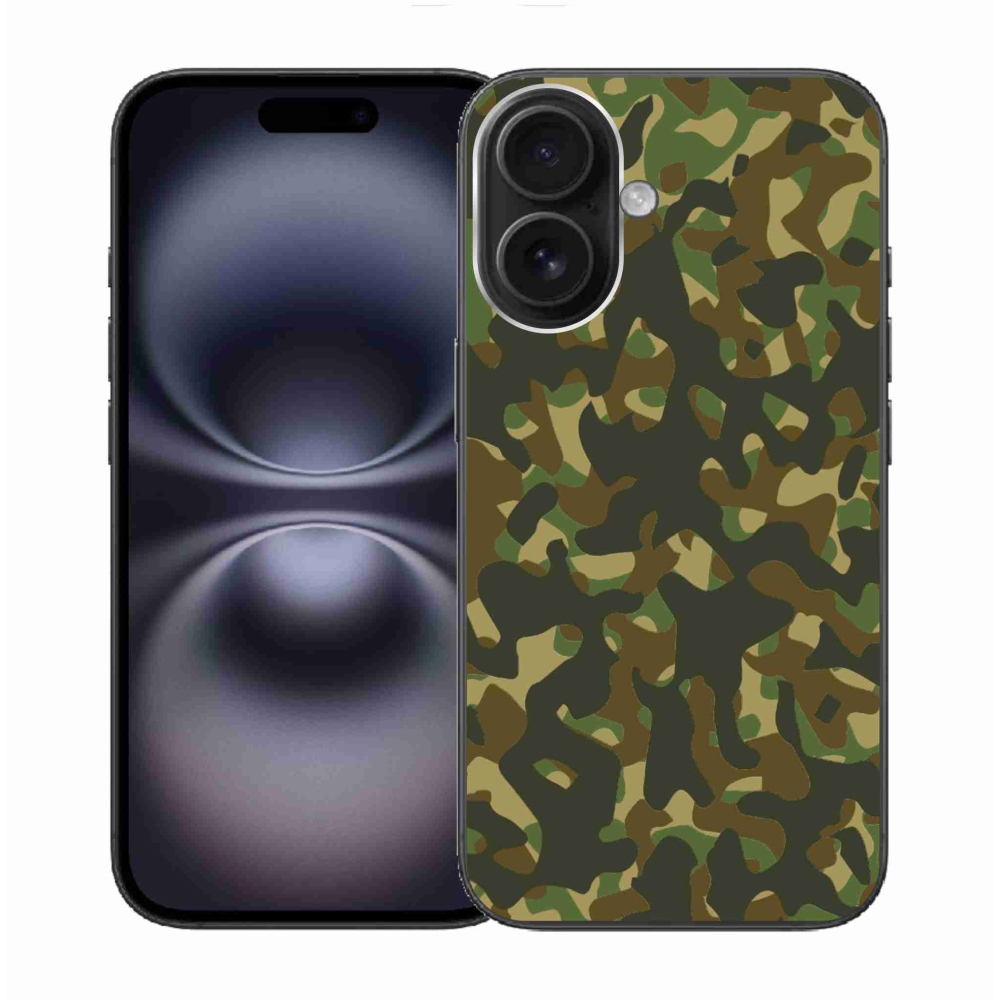 Gelový kryt mmCase na iPhone 16 - maskáčový vzor 1