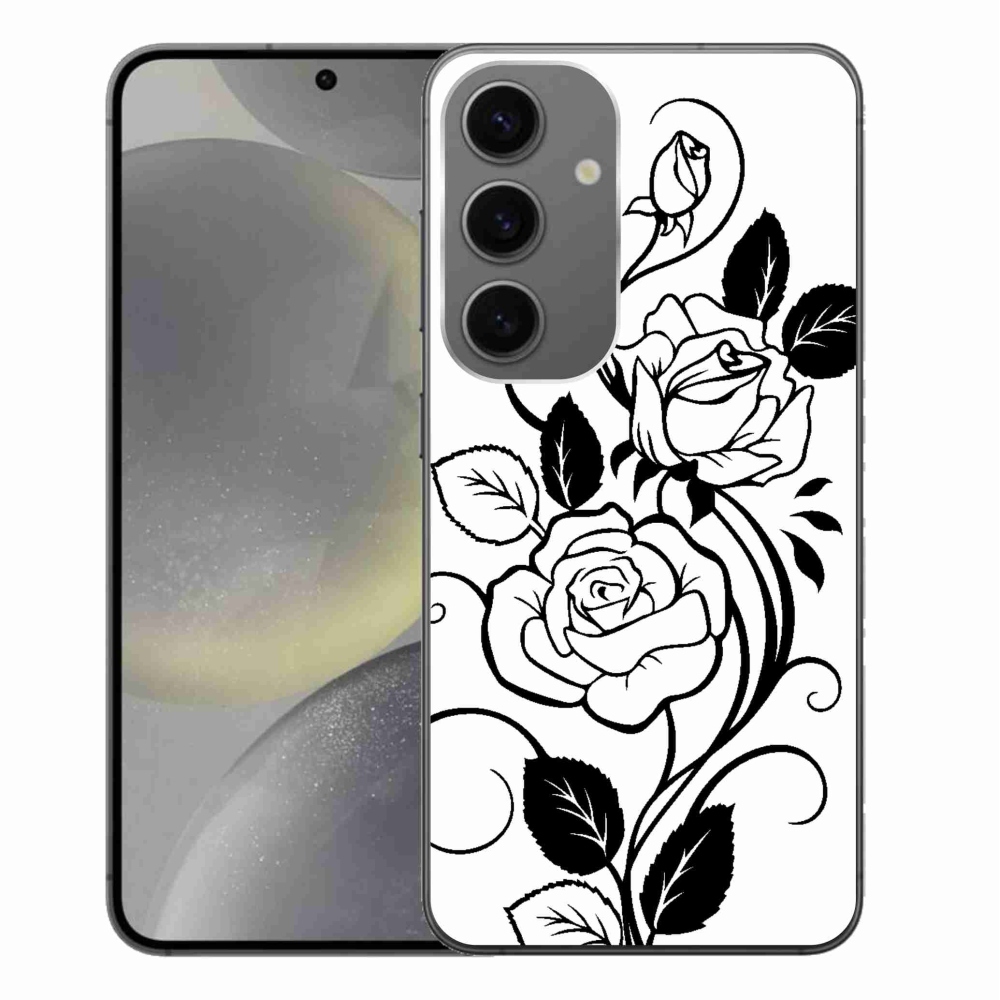 Gelový kryt mmCase na Samsung Galaxy S24+ - černobílá růže