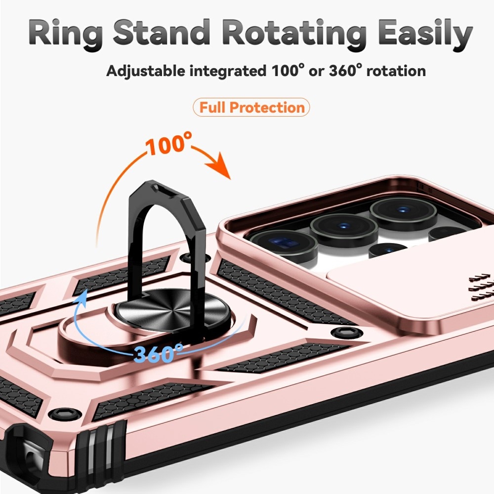 Ring odolný kryt na Samsung Galaxy S25 Ultra - růžovozlatý
