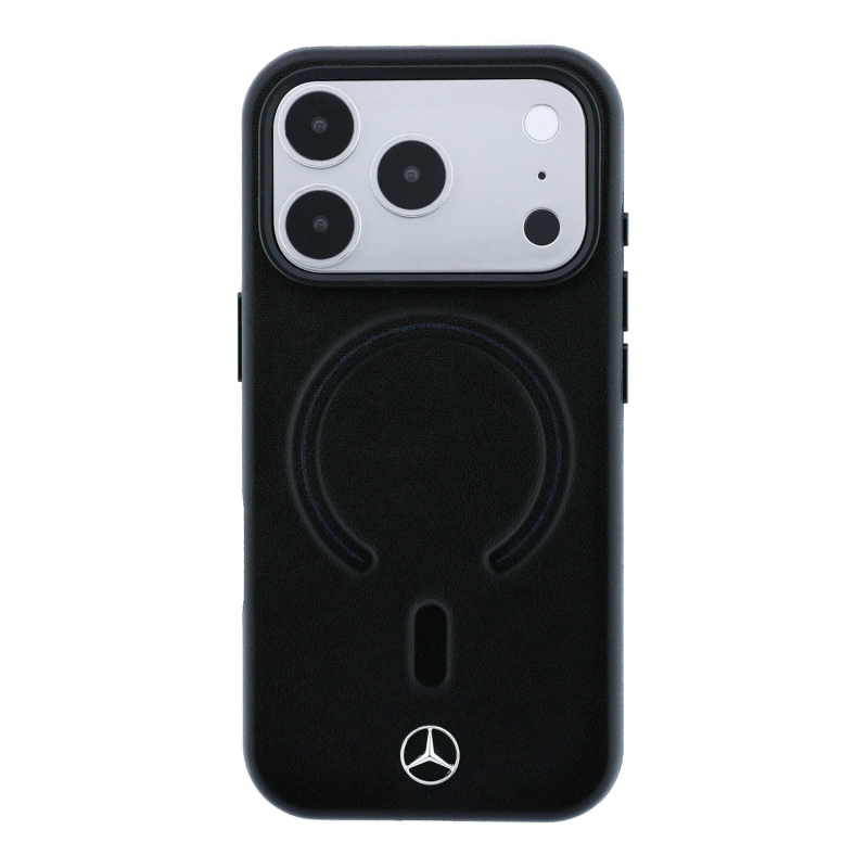 Mercedes PU Leather 3D MagSafe Zadní Kryt pro iPhone 18 Pro Black/Anthracite