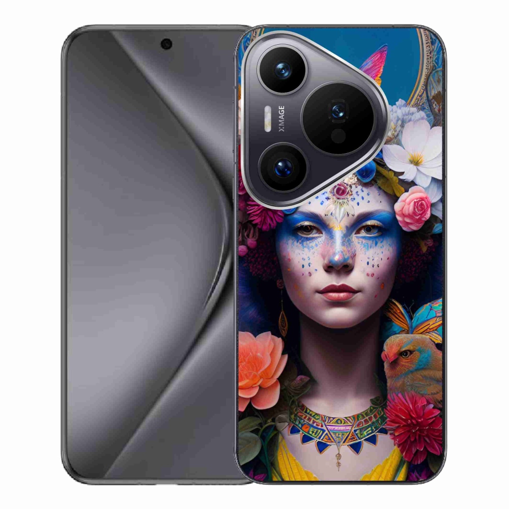 Gelový kryt mmCase na Huawei Pura 70 Pro - žena s květinami